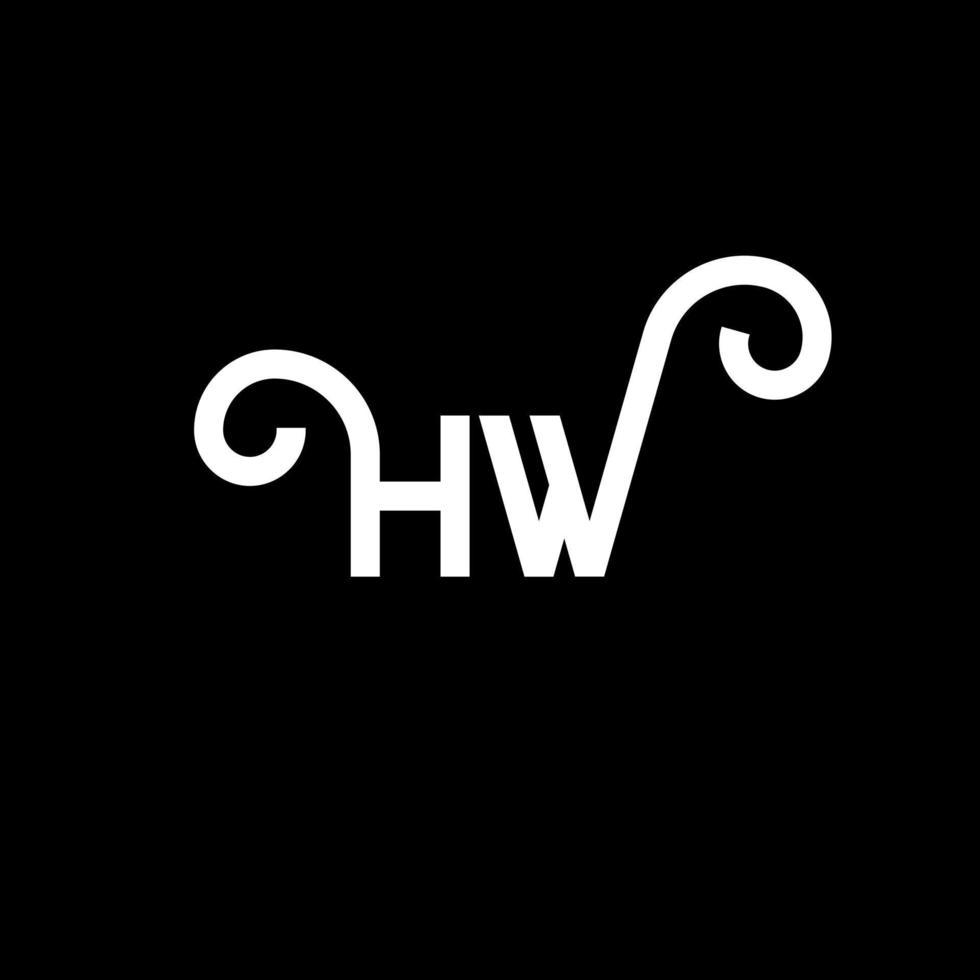 hw-Buchstaben-Logo-Design auf schwarzem Hintergrund. hw kreatives Initialen-Buchstaben-Logo-Konzept. hw Briefgestaltung. hw weißes Buchstabendesign auf schwarzem Hintergrund. hw, hw-Logo vektor