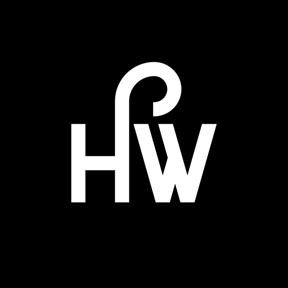 hw-Buchstaben-Logo-Design auf schwarzem Hintergrund. hw kreatives Initialen-Buchstaben-Logo-Konzept. hw Briefgestaltung. hw weißes Buchstabendesign auf schwarzem Hintergrund. hw, hw-Logo vektor