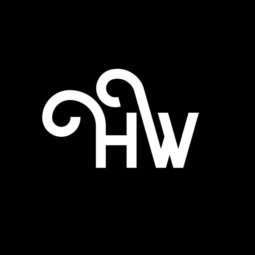 hw-Buchstaben-Logo-Design auf schwarzem Hintergrund. hw kreatives Initialen-Buchstaben-Logo-Konzept. hw Briefgestaltung. hw weißes Buchstabendesign auf schwarzem Hintergrund. hw, hw-Logo vektor