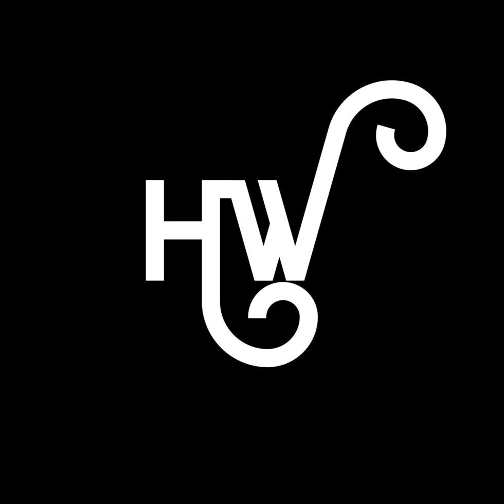 hw brev logotyp design på svart bakgrund. hw kreativa initialer brev logotyp koncept. hw bokstavsdesign. hw vit bokstavsdesign på svart bakgrund. hw, hw logotyp vektor