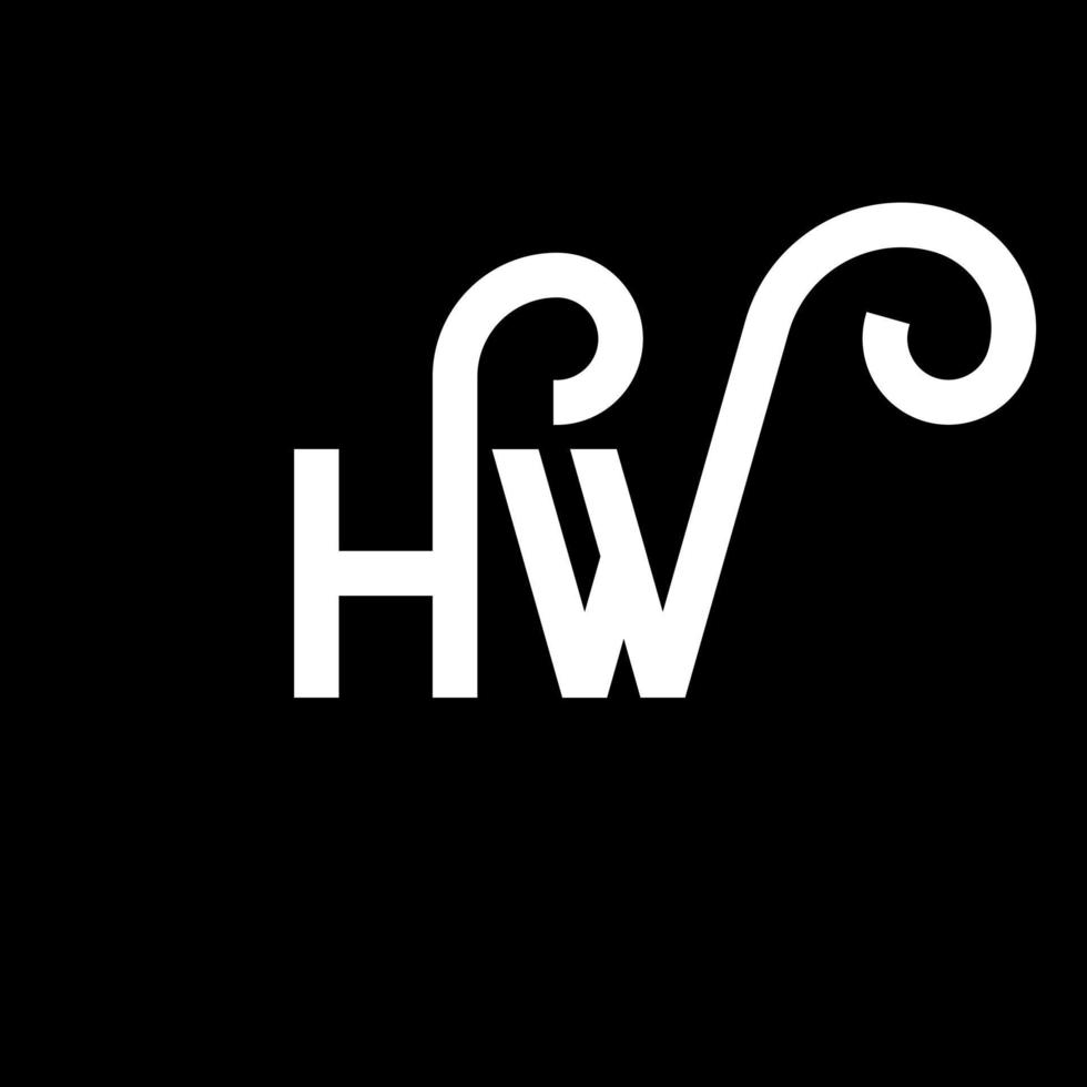 hw brev logotyp design på svart bakgrund. hw kreativa initialer brev logotyp koncept. hw bokstavsdesign. hw vit bokstavsdesign på svart bakgrund. hw, hw logotyp vektor