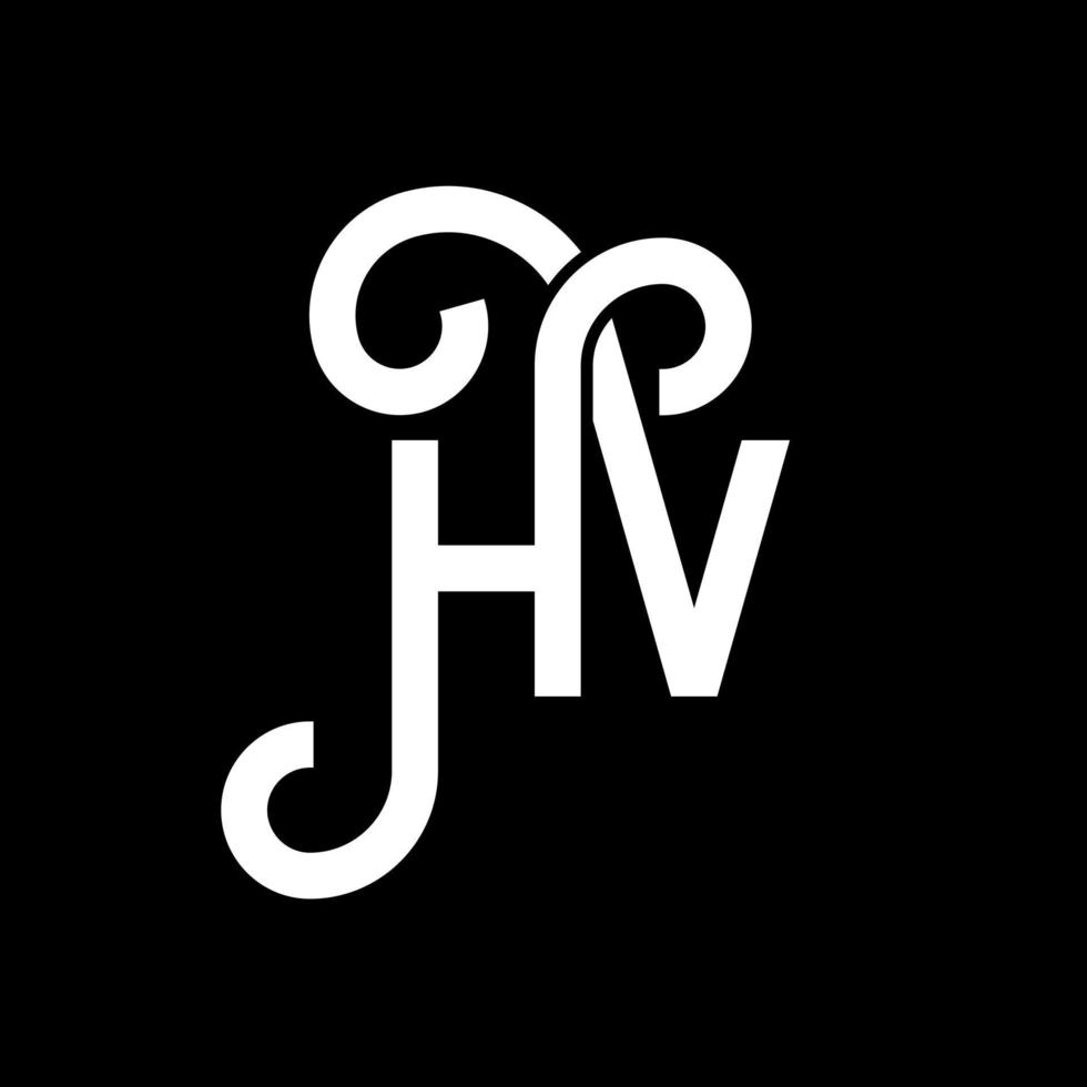 hv brev logotyp design på svart bakgrund. hv kreativa initialer bokstavslogotyp koncept. hv bokstavsdesign. hv vit bokstavsdesign på svart bakgrund. hv, hv logotyp vektor