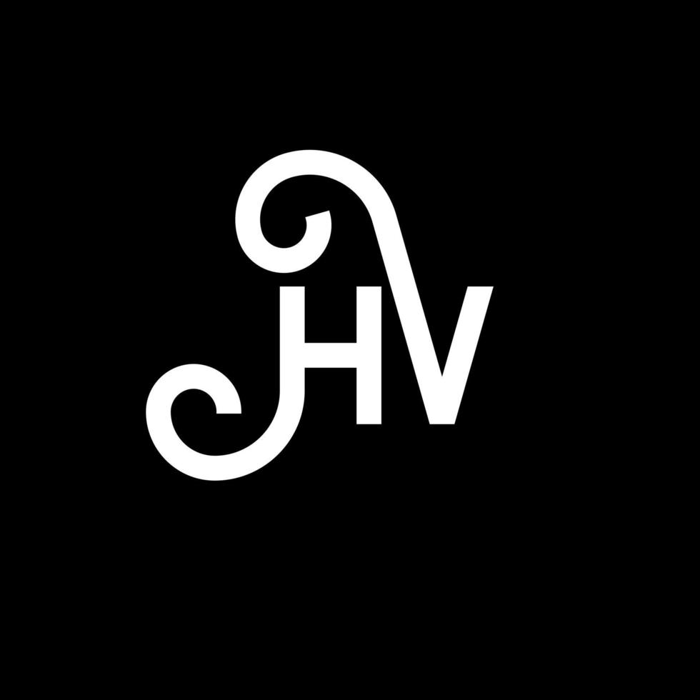 hv brev logotyp design på svart bakgrund. hv kreativa initialer bokstavslogotyp koncept. hv bokstavsdesign. hv vit bokstavsdesign på svart bakgrund. hv, hv logotyp vektor