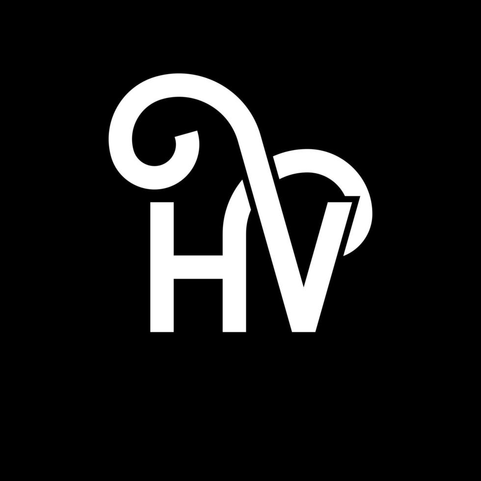 hv brev logotyp design på svart bakgrund. hv kreativa initialer bokstavslogotyp koncept. hv bokstavsdesign. hv vit bokstavsdesign på svart bakgrund. hv, hv logotyp vektor