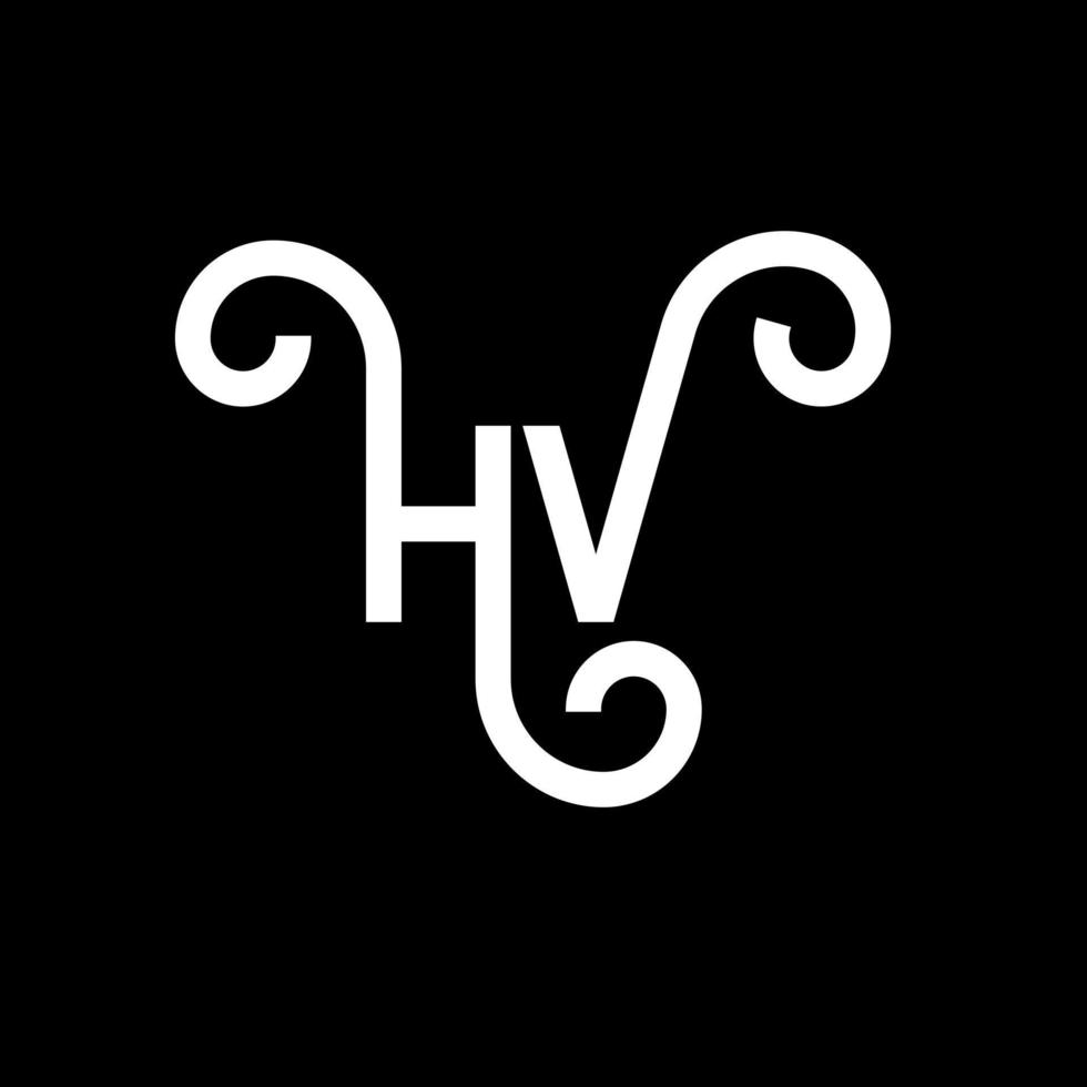 hv brev logotyp design på svart bakgrund. hv kreativa initialer bokstavslogotyp koncept. hv bokstavsdesign. hv vit bokstavsdesign på svart bakgrund. hv, hv logotyp vektor