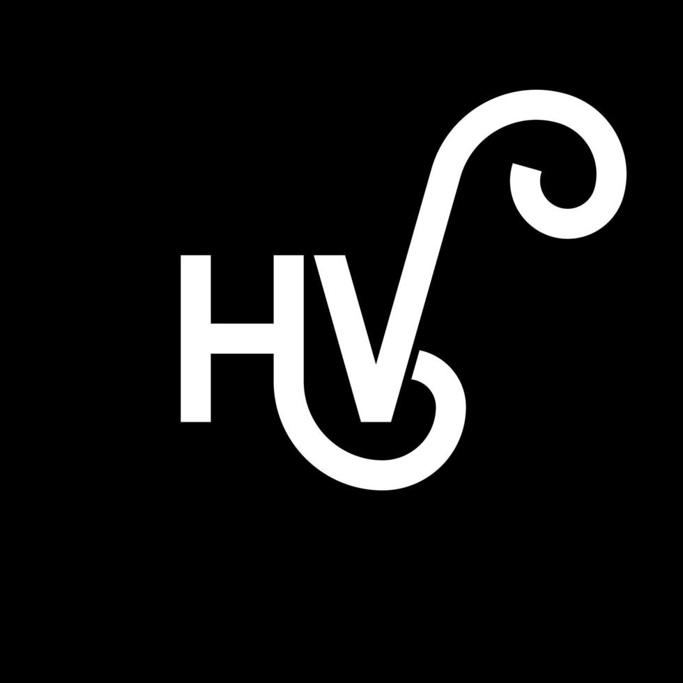 hv brev logotyp design på svart bakgrund. hv kreativa initialer bokstavslogotyp koncept. hv bokstavsdesign. hv vit bokstavsdesign på svart bakgrund. hv, hv logotyp vektor