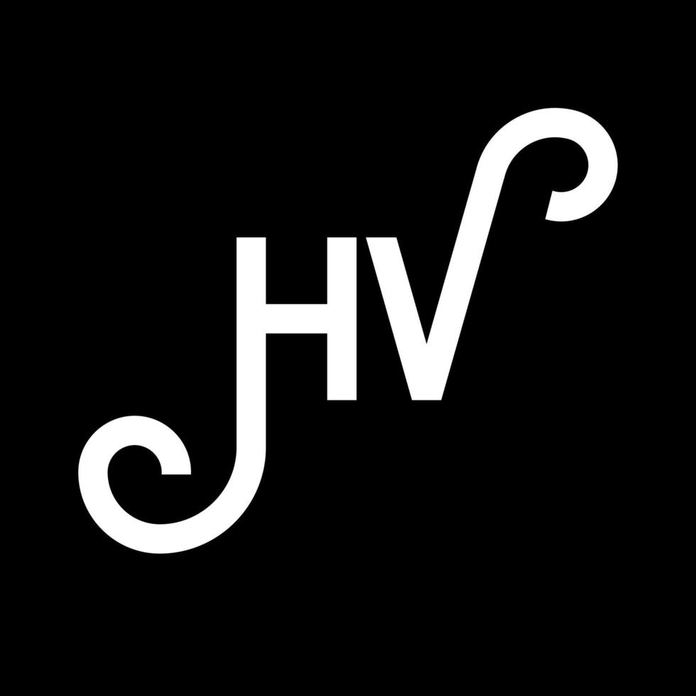 hv brev logotyp design på svart bakgrund. hv kreativa initialer bokstavslogotyp koncept. hv bokstavsdesign. hv vit bokstavsdesign på svart bakgrund. hv, hv logotyp vektor