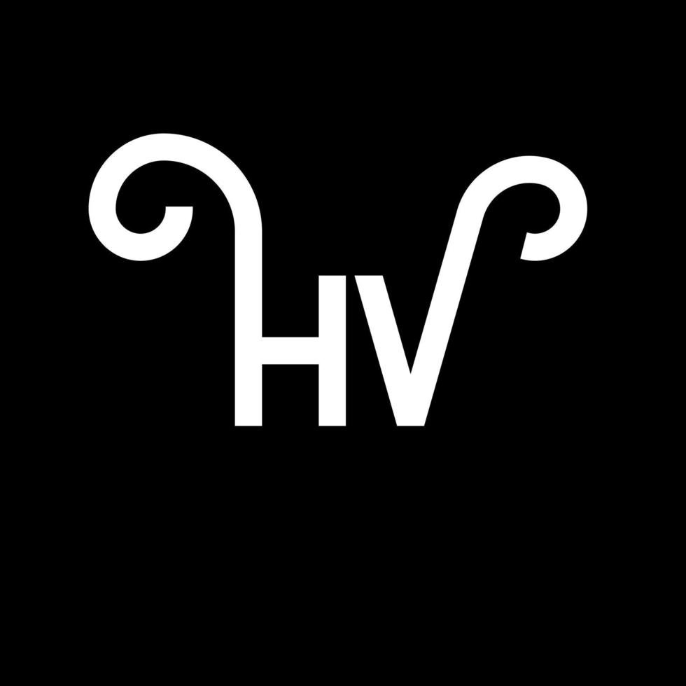 hv brev logotyp design på svart bakgrund. hv kreativa initialer bokstavslogotyp koncept. hv bokstavsdesign. hv vit bokstavsdesign på svart bakgrund. hv, hv logotyp vektor