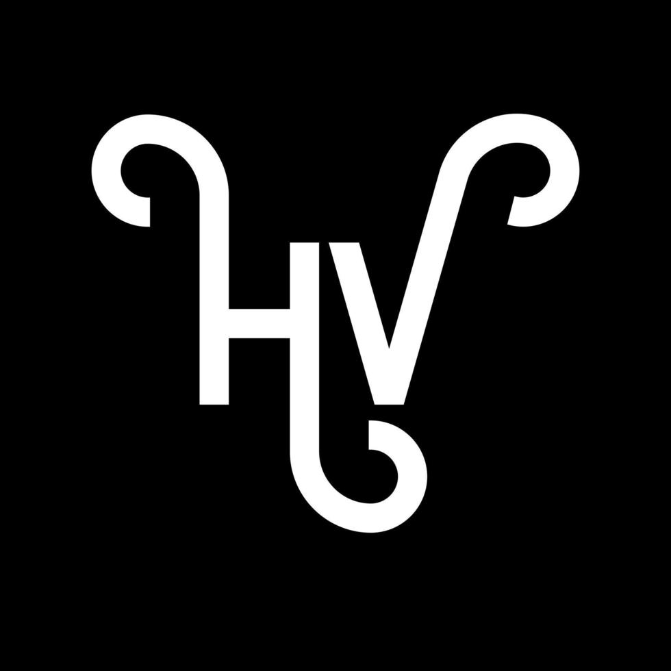 hv brev logotyp design på svart bakgrund. hv kreativa initialer bokstavslogotyp koncept. hv bokstavsdesign. hv vit bokstavsdesign på svart bakgrund. hv, hv logotyp vektor