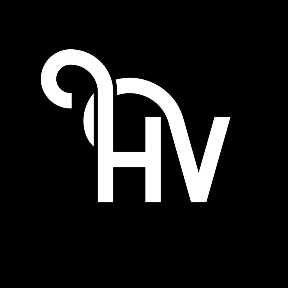 hv brev logotyp design på svart bakgrund. hv kreativa initialer bokstavslogotyp koncept. hv bokstavsdesign. hv vit bokstavsdesign på svart bakgrund. hv, hv logotyp vektor