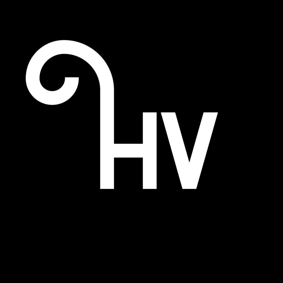 hv brev logotyp design på svart bakgrund. hv kreativa initialer bokstavslogotyp koncept. hv bokstavsdesign. hv vit bokstavsdesign på svart bakgrund. hv, hv logotyp vektor