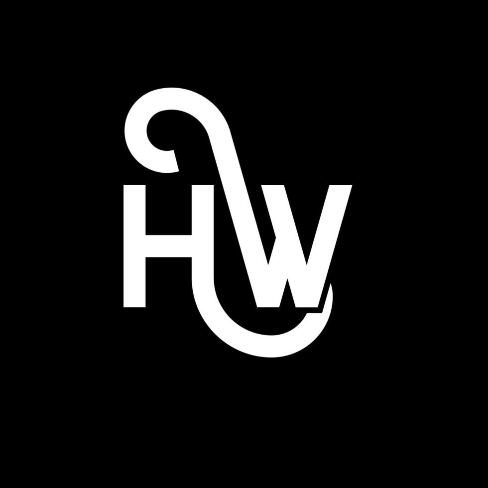 hw brev logotyp design på svart bakgrund. hw kreativa initialer brev logotyp koncept. hw bokstavsdesign. hw vit bokstavsdesign på svart bakgrund. hw, hw logotyp vektor