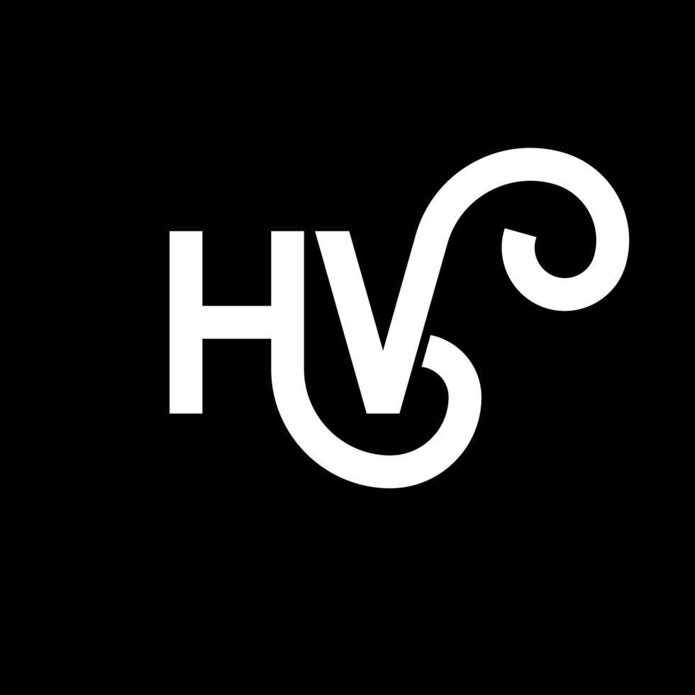 hv brev logotyp design på svart bakgrund. hv kreativa initialer bokstavslogotyp koncept. hv bokstavsdesign. hv vit bokstavsdesign på svart bakgrund. hv, hv logotyp vektor