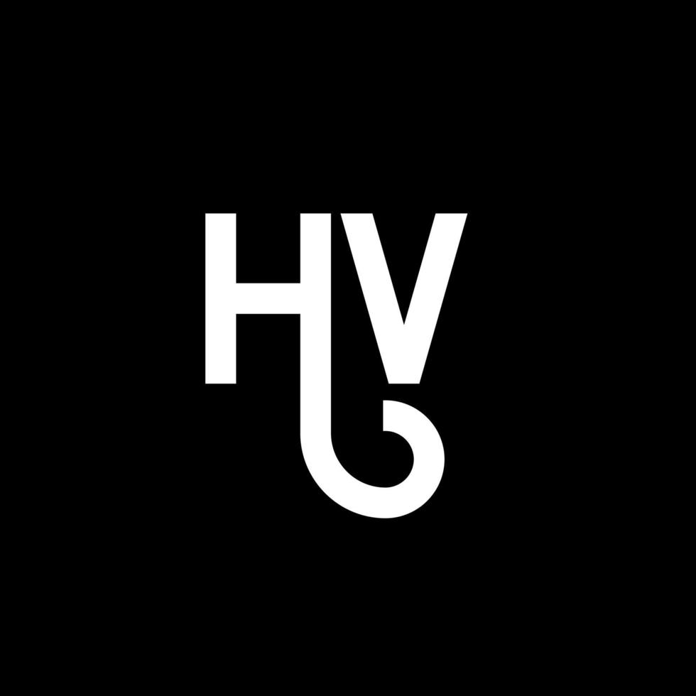 hv brev logotyp design på svart bakgrund. hv kreativa initialer bokstavslogotyp koncept. hv bokstavsdesign. hv vit bokstavsdesign på svart bakgrund. hv, hv logotyp vektor