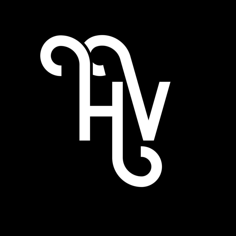 hv brev logotyp design på svart bakgrund. hv kreativa initialer bokstavslogotyp koncept. hv bokstavsdesign. hv vit bokstavsdesign på svart bakgrund. hv, hv logotyp vektor