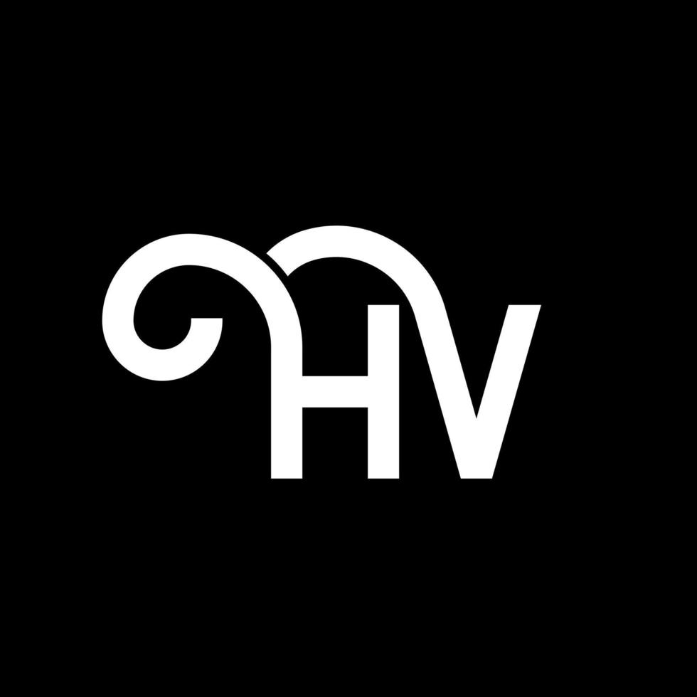 hv brev logotyp design på svart bakgrund. hv kreativa initialer bokstavslogotyp koncept. hv bokstavsdesign. hv vit bokstavsdesign på svart bakgrund. hv, hv logotyp vektor