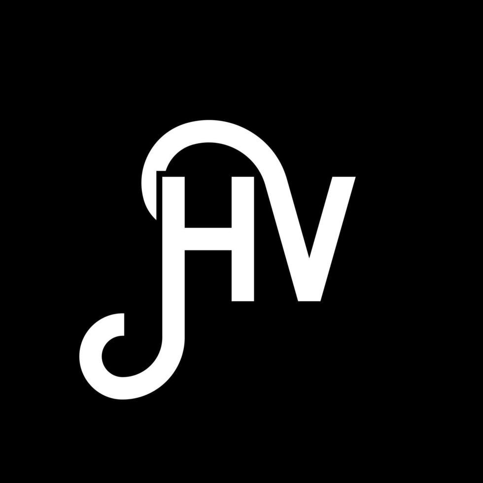 hv brev logotyp design på svart bakgrund. hv kreativa initialer bokstavslogotyp koncept. hv bokstavsdesign. hv vit bokstavsdesign på svart bakgrund. hv, hv logotyp vektor