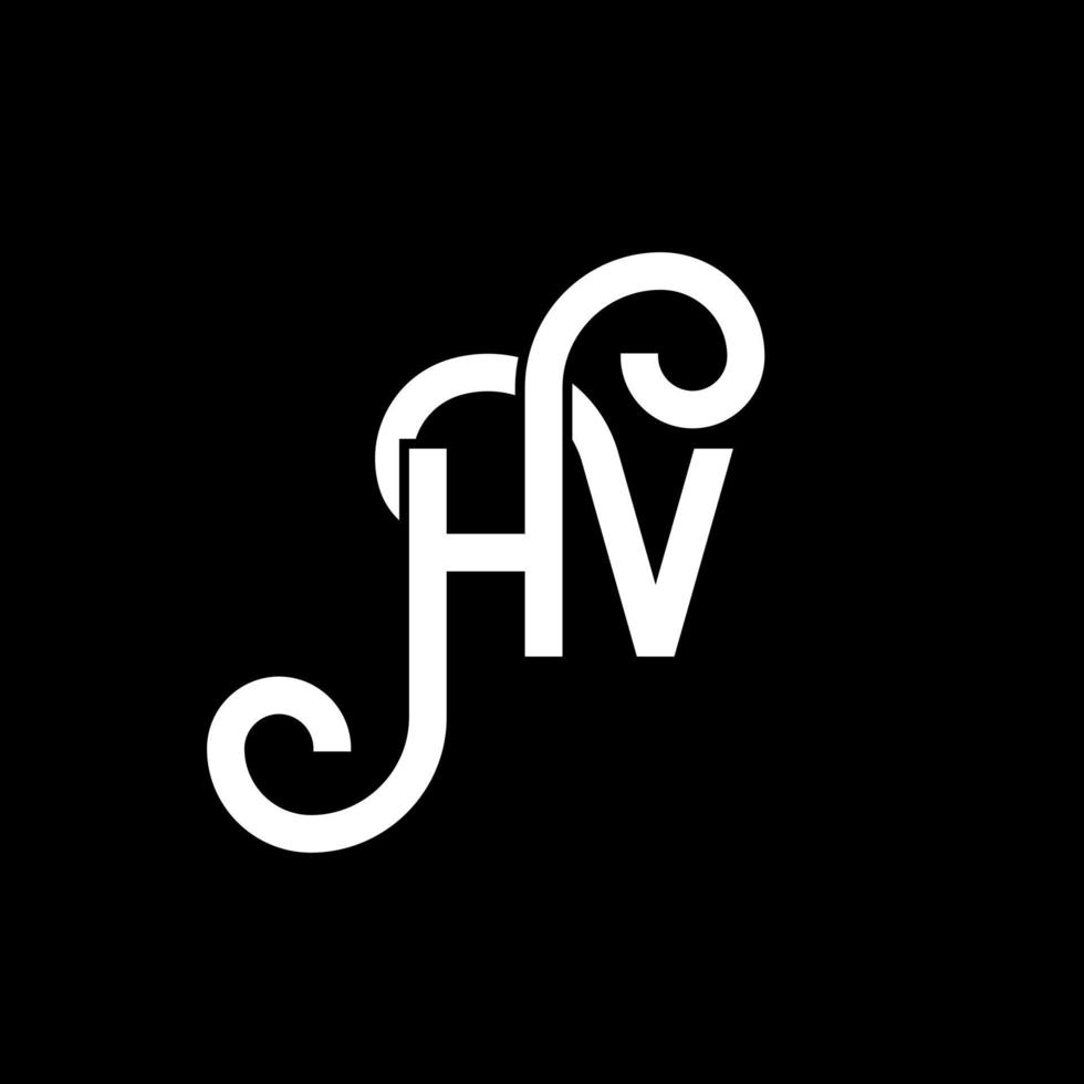 hv brev logotyp design på svart bakgrund. hv kreativa initialer bokstavslogotyp koncept. hv bokstavsdesign. hv vit bokstavsdesign på svart bakgrund. hv, hv logotyp vektor