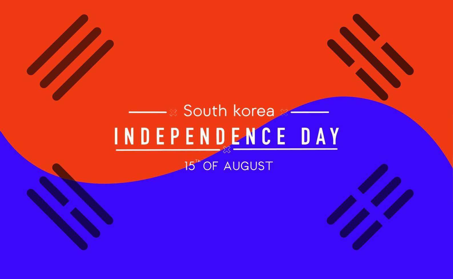 glad sydkoreanska självständighetsdagen vektor banner, gratulationskort. koreansk realistisk vågig flagga i 15 augusti nationella patriotiska semester horisontell design