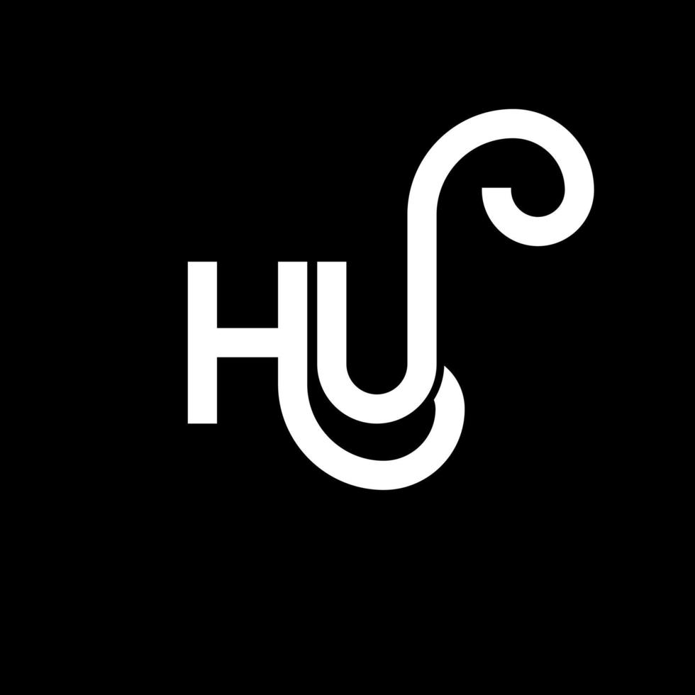 hu-Brief-Logo-Design auf schwarzem Hintergrund. hu kreative Initialen schreiben Logo-Konzept. hu Briefgestaltung. hu weißes Buchstabendesign auf schwarzem Hintergrund. Hu, Hu-Logo vektor