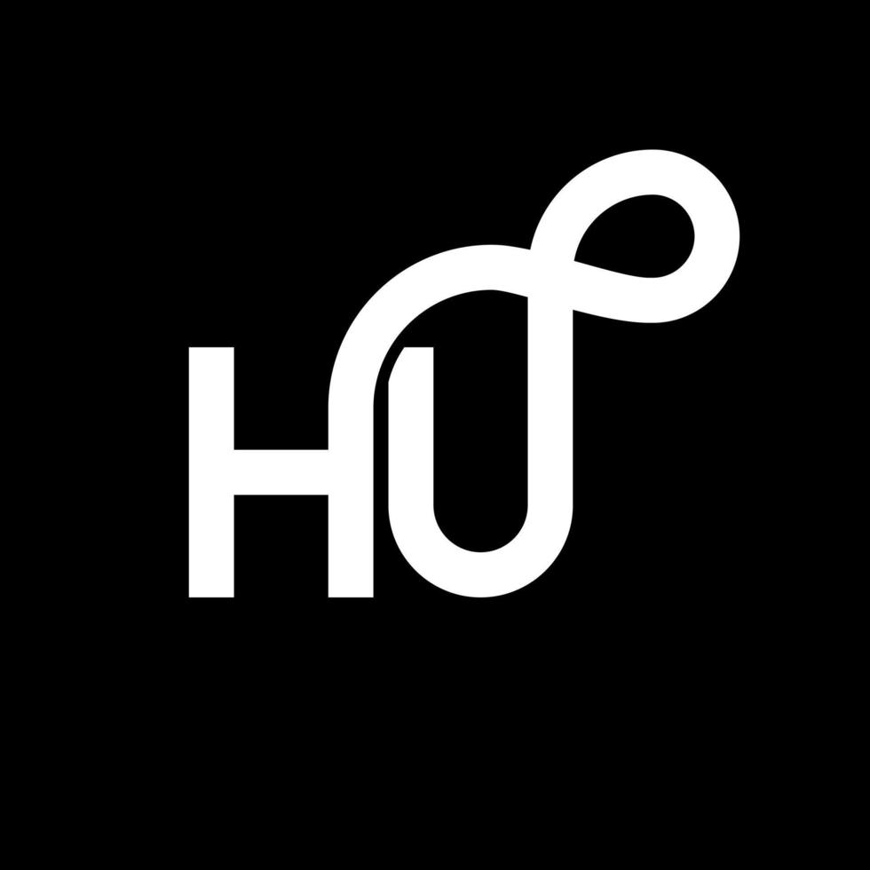 hu brev logotyp design på svart bakgrund. hu kreativa initialer brev logotyp koncept. hu bokstavsdesign. hu vit bokstavsdesign på svart bakgrund. hu, hu logotyp vektor