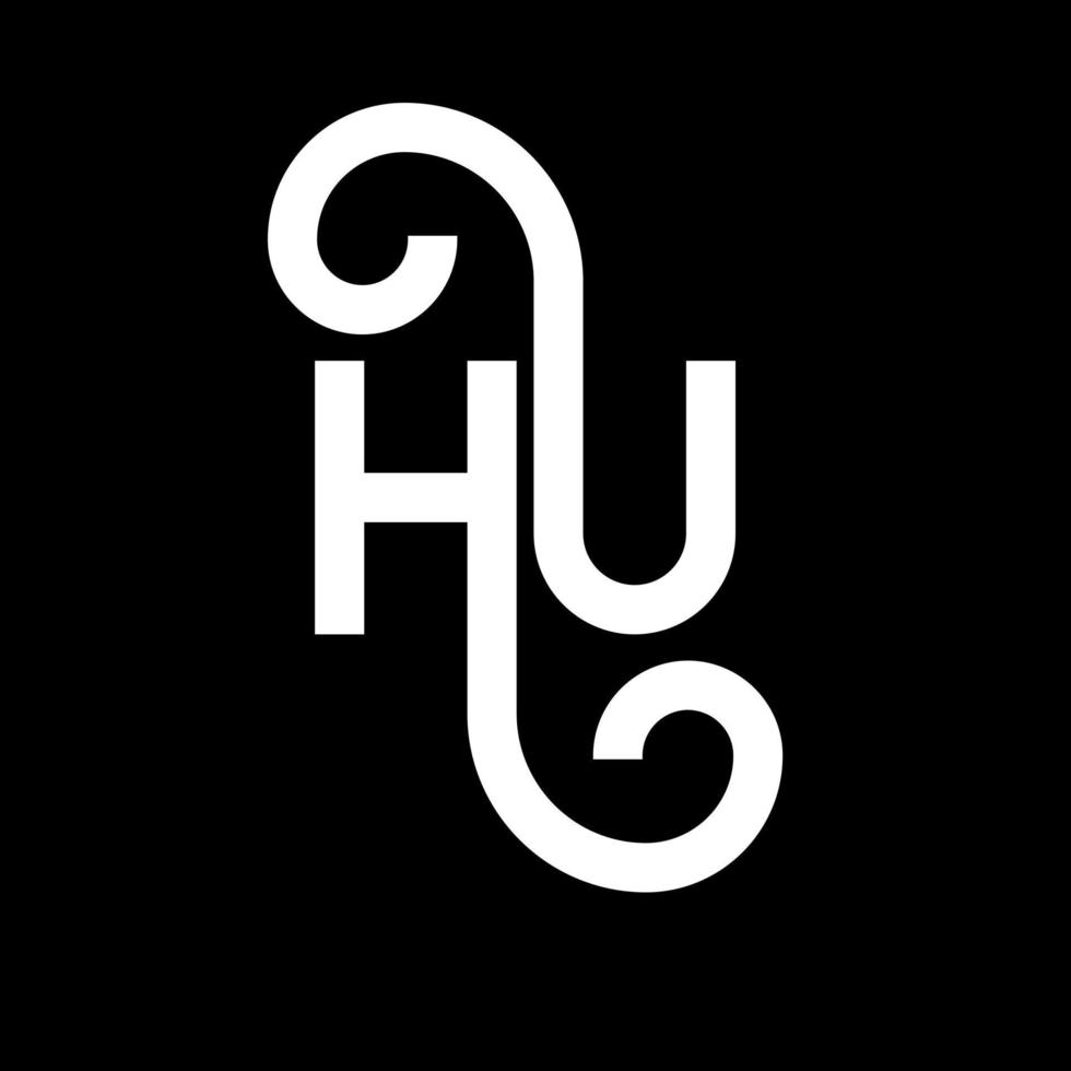 hu-Brief-Logo-Design auf schwarzem Hintergrund. hu kreative Initialen schreiben Logo-Konzept. hu Briefgestaltung. hu weißes Buchstabendesign auf schwarzem Hintergrund. Hu, Hu-Logo vektor