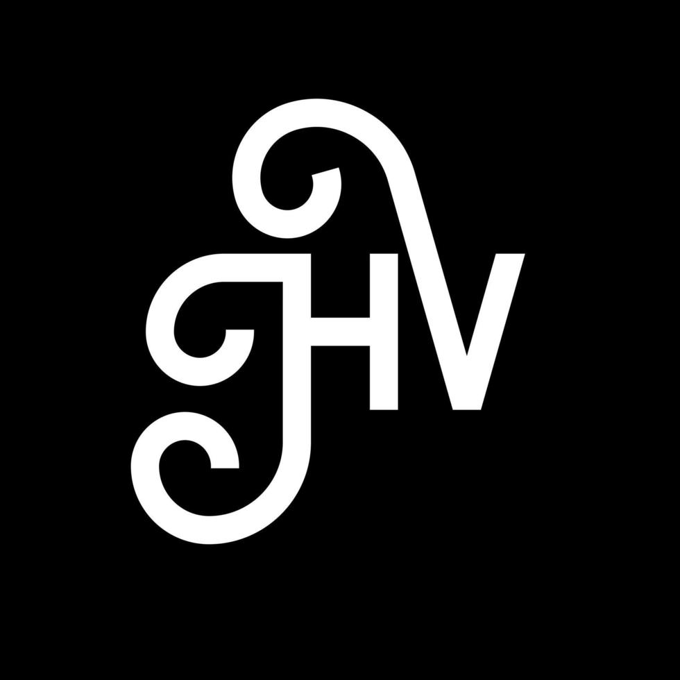 hv brev logotyp design på svart bakgrund. hv kreativa initialer bokstavslogotyp koncept. hv bokstavsdesign. hv vit bokstavsdesign på svart bakgrund. hv, hv logotyp vektor