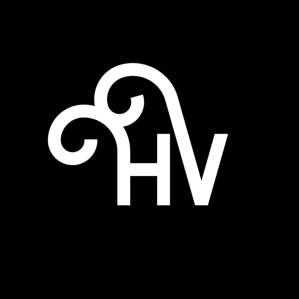 hv brev logotyp design på svart bakgrund. hv kreativa initialer bokstavslogotyp koncept. hv bokstavsdesign. hv vit bokstavsdesign på svart bakgrund. hv, hv logotyp vektor