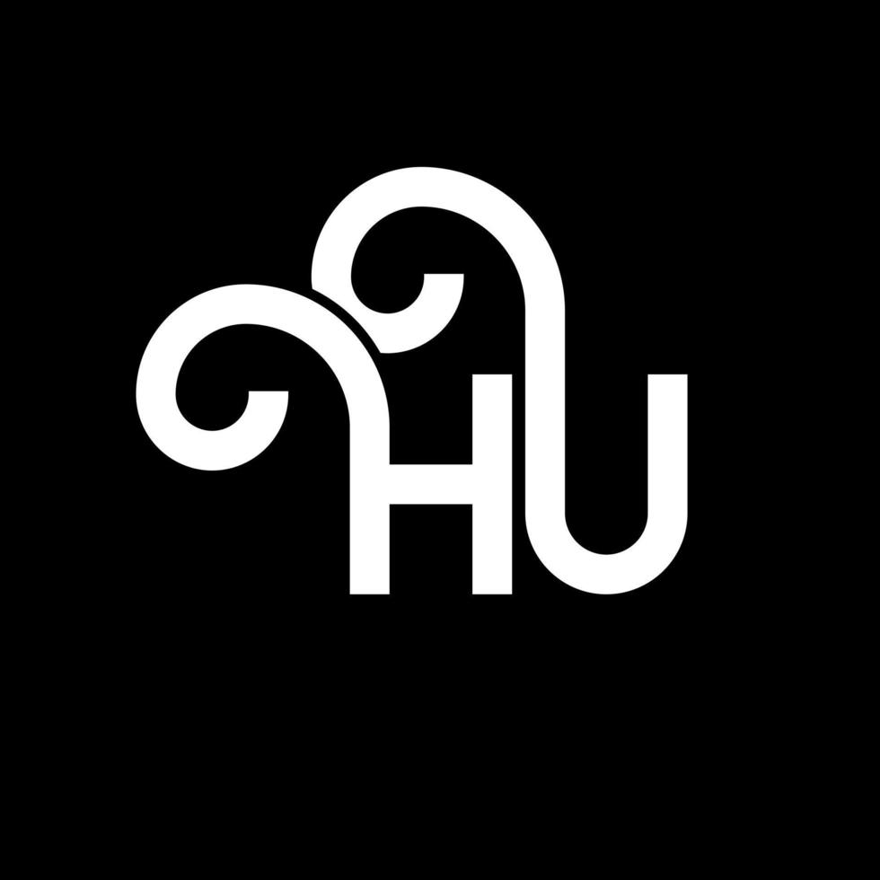 hu brev logotyp design på svart bakgrund. hu kreativa initialer brev logotyp koncept. hu bokstavsdesign. hu vit bokstavsdesign på svart bakgrund. hu, hu logotyp vektor