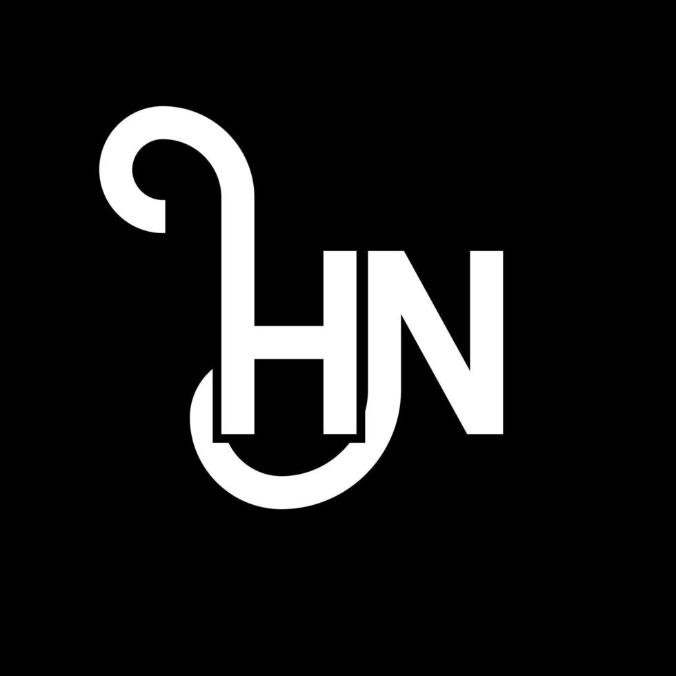 hn-Buchstaben-Logo-Design auf schwarzem Hintergrund. hn kreative Initialen schreiben Logo-Konzept. hn Briefgestaltung. hn weißes Buchstabendesign auf schwarzem Hintergrund. hn, hn-Logo vektor