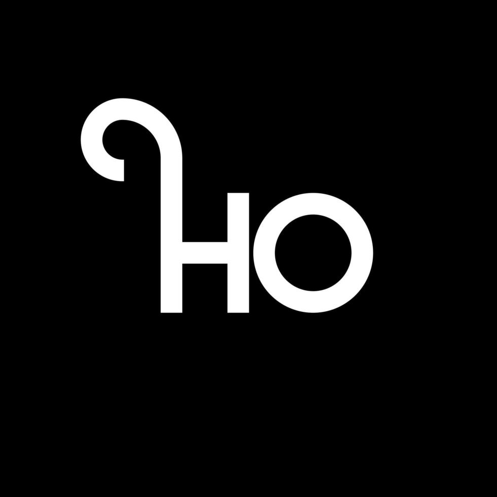 ho-Brief-Logo-Design auf schwarzem Hintergrund. ho kreative Initialen schreiben Logo-Konzept. ho Briefgestaltung. ho weißes Buchstabendesign auf schwarzem Hintergrund. ho, ho-Logo vektor