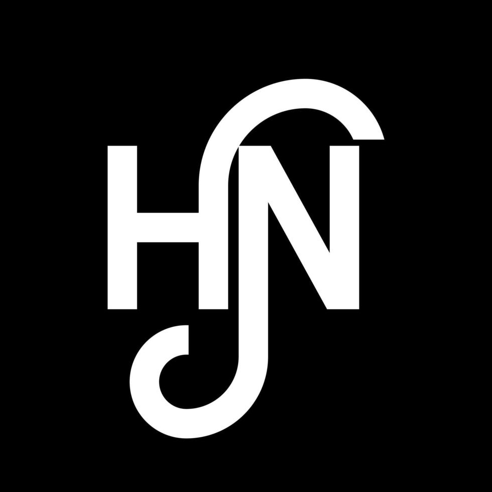 hn-Buchstaben-Logo-Design auf schwarzem Hintergrund. hn kreative Initialen schreiben Logo-Konzept. hn Briefgestaltung. hn weißes Buchstabendesign auf schwarzem Hintergrund. hn, hn-Logo vektor