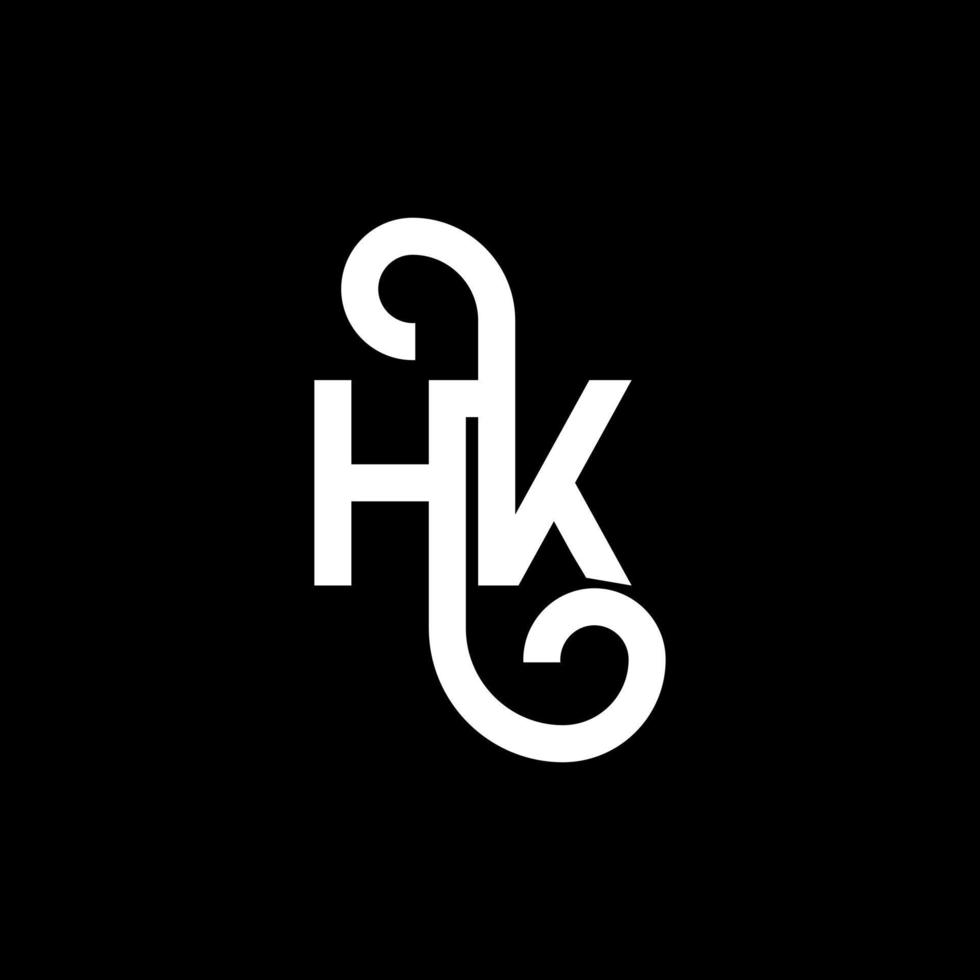 hk brev logotyp design på svart bakgrund. hk kreativa initialer bokstavslogotyp koncept. hh bokstavsdesign. hk vit bokstavsdesign på svart bakgrund. hk, hk logotyp vektor