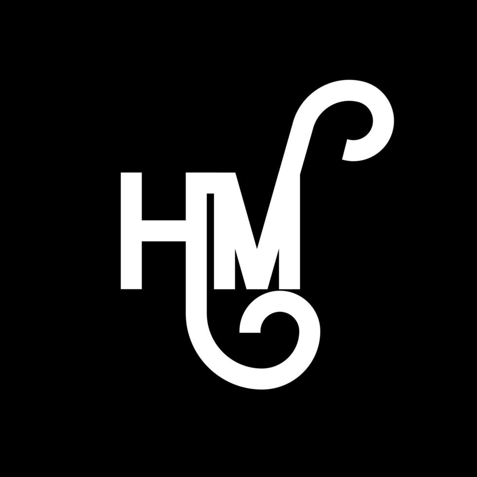 hm-Buchstaben-Logo-Design auf schwarzem Hintergrund. hm kreatives Initialen-Buchstaben-Logo-Konzept. hm Briefgestaltung. hm weißes Buchstabendesign auf schwarzem Hintergrund. hm, hm Logo vektor