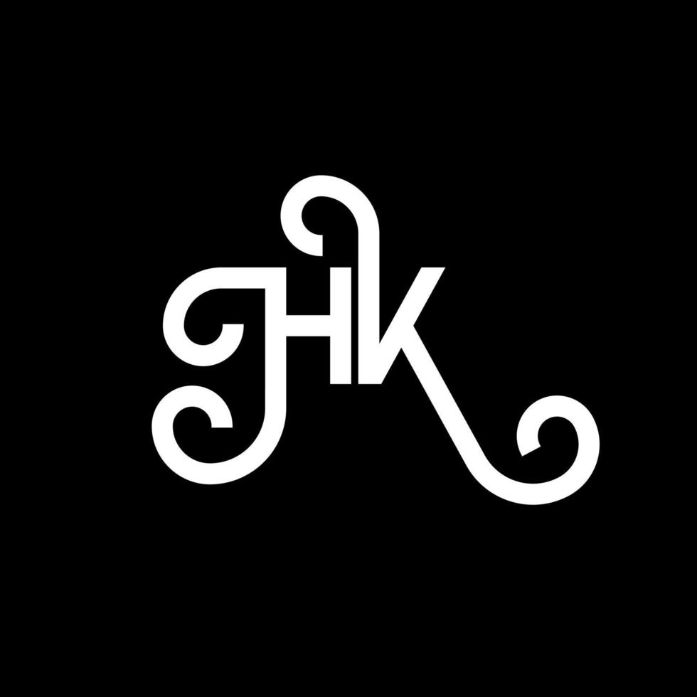 hk brev logotyp design på svart bakgrund. hk kreativa initialer bokstavslogotyp koncept. hh bokstavsdesign. hk vit bokstavsdesign på svart bakgrund. hk, hk logotyp vektor