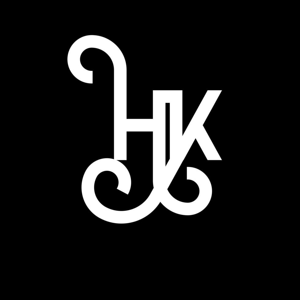 hk brev logotyp design på svart bakgrund. hk kreativa initialer bokstavslogotyp koncept. hh bokstavsdesign. hk vit bokstavsdesign på svart bakgrund. hk, hk logotyp vektor