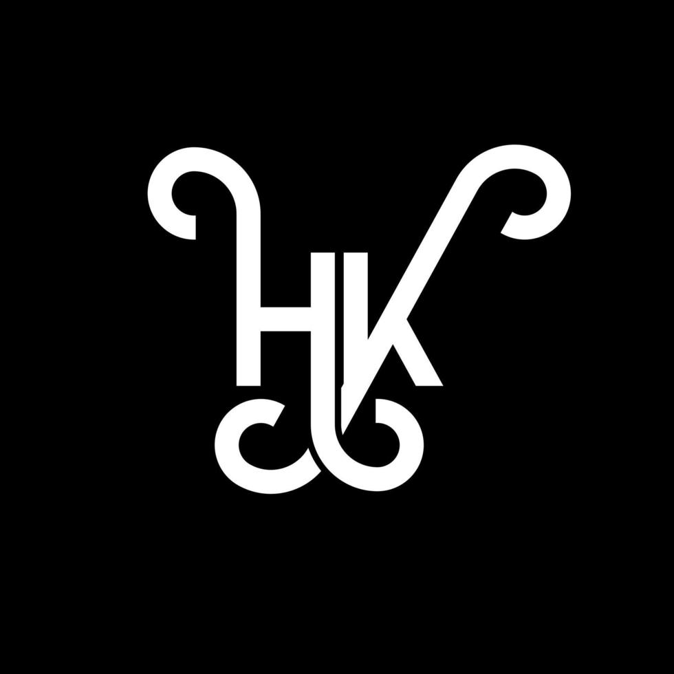 hk brev logotyp design på svart bakgrund. hk kreativa initialer bokstavslogotyp koncept. hh bokstavsdesign. hk vit bokstavsdesign på svart bakgrund. hk, hk logotyp vektor