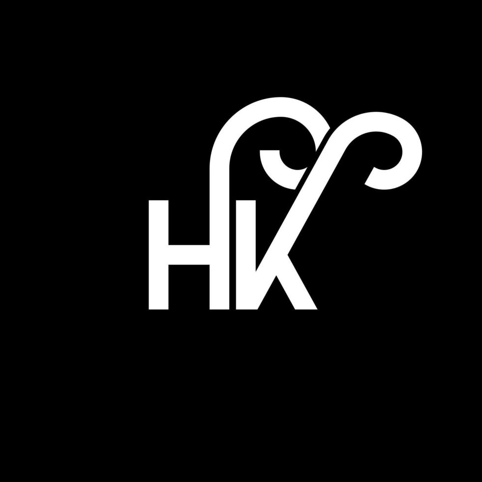 hk brev logotyp design på svart bakgrund. hk kreativa initialer bokstavslogotyp koncept. hh bokstavsdesign. hk vit bokstavsdesign på svart bakgrund. hk, hk logotyp vektor