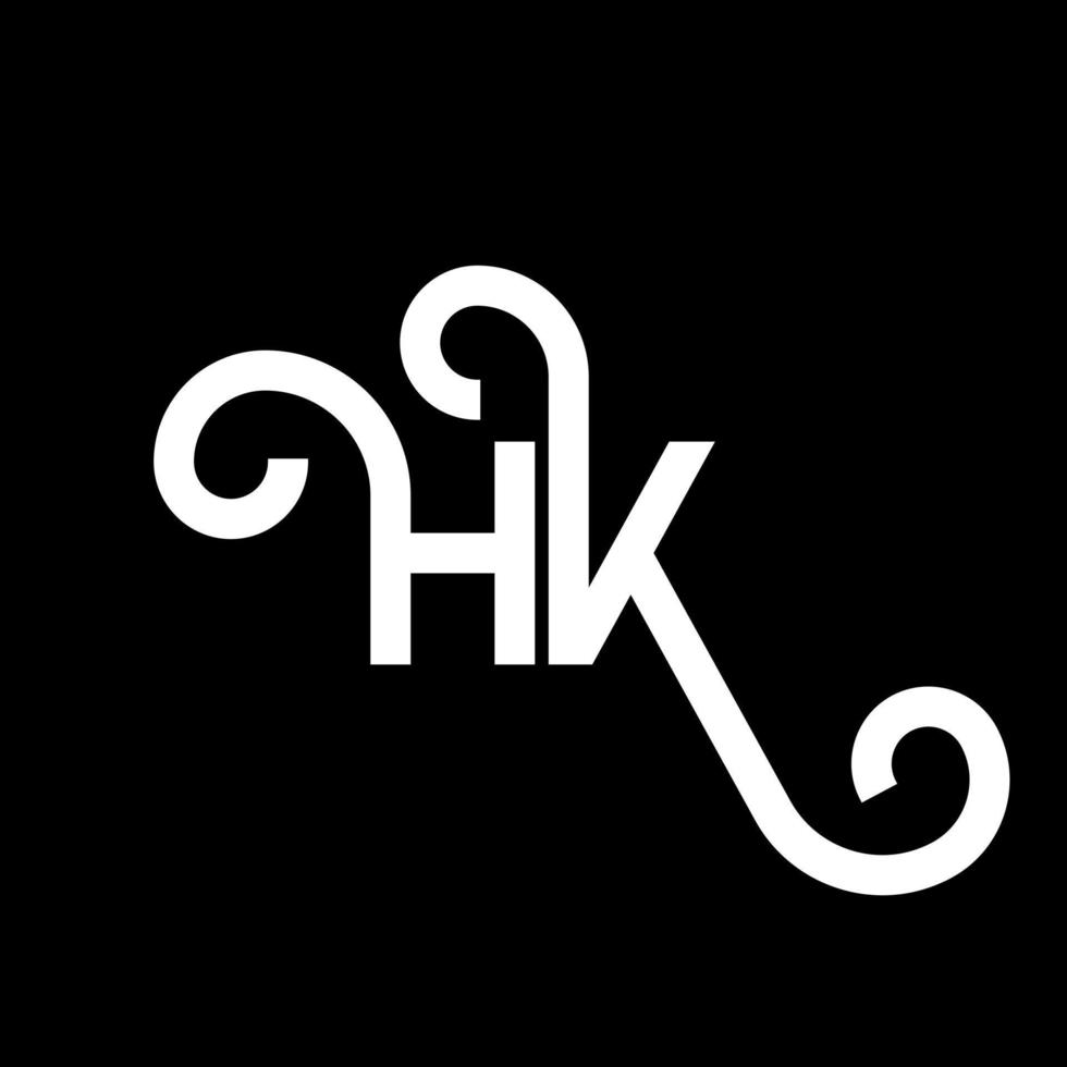 hk brev logotyp design på svart bakgrund. hk kreativa initialer bokstavslogotyp koncept. hh bokstavsdesign. hk vit bokstavsdesign på svart bakgrund. hk, hk logotyp vektor