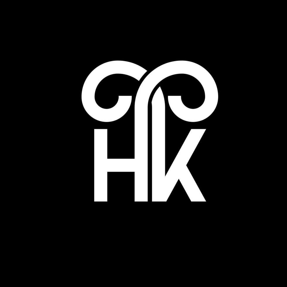 hk brev logotyp design på svart bakgrund. hk kreativa initialer bokstavslogotyp koncept. hh bokstavsdesign. hk vit bokstavsdesign på svart bakgrund. hk, hk logotyp vektor