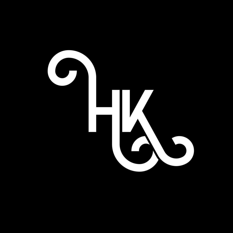 hk brev logotyp design på svart bakgrund. hk kreativa initialer bokstavslogotyp koncept. hh bokstavsdesign. hk vit bokstavsdesign på svart bakgrund. hk, hk logotyp vektor