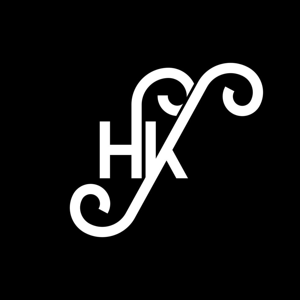 hk brev logotyp design på svart bakgrund. hk kreativa initialer bokstavslogotyp koncept. hh bokstavsdesign. hk vit bokstavsdesign på svart bakgrund. hk, hk logotyp vektor