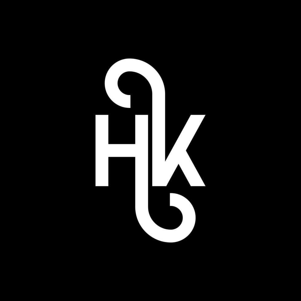 hk brev logotyp design på svart bakgrund. hk kreativa initialer bokstavslogotyp koncept. hh bokstavsdesign. hk vit bokstavsdesign på svart bakgrund. hk, hk logotyp vektor