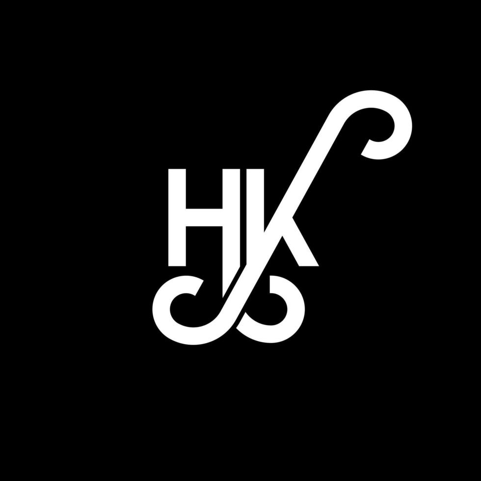 hk brev logotyp design på svart bakgrund. hk kreativa initialer bokstavslogotyp koncept. hh bokstavsdesign. hk vit bokstavsdesign på svart bakgrund. hk, hk logotyp vektor