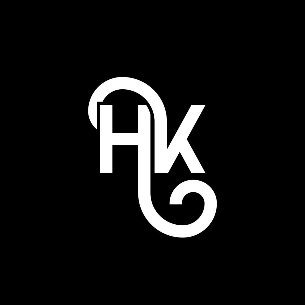 hk brev logotyp design på svart bakgrund. hk kreativa initialer bokstavslogotyp koncept. hh bokstavsdesign. hk vit bokstavsdesign på svart bakgrund. hk, hk logotyp vektor