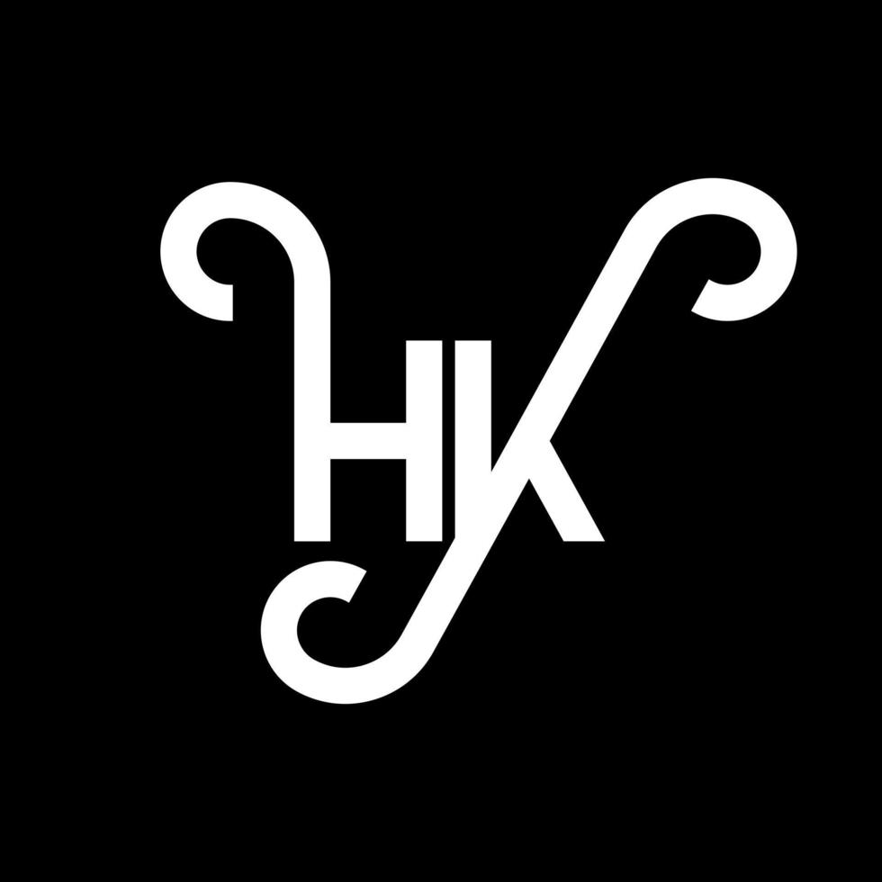 hk brev logotyp design på svart bakgrund. hk kreativa initialer bokstavslogotyp koncept. hh bokstavsdesign. hk vit bokstavsdesign på svart bakgrund. hk, hk logotyp vektor