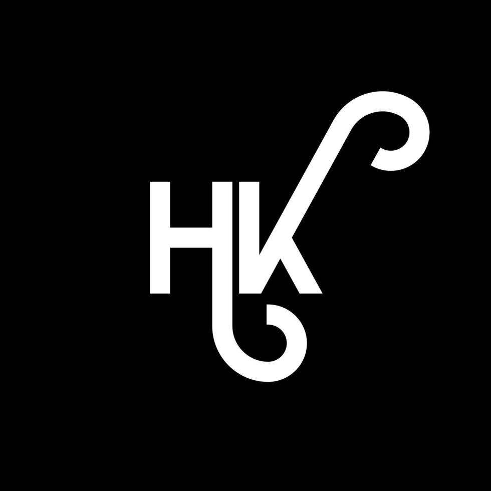 hk-Buchstaben-Logo-Design auf schwarzem Hintergrund. hk kreative Initialen schreiben Logo-Konzept. hh Briefgestaltung. hk weißes Buchstabendesign auf schwarzem Hintergrund. HK, HK-Logo vektor