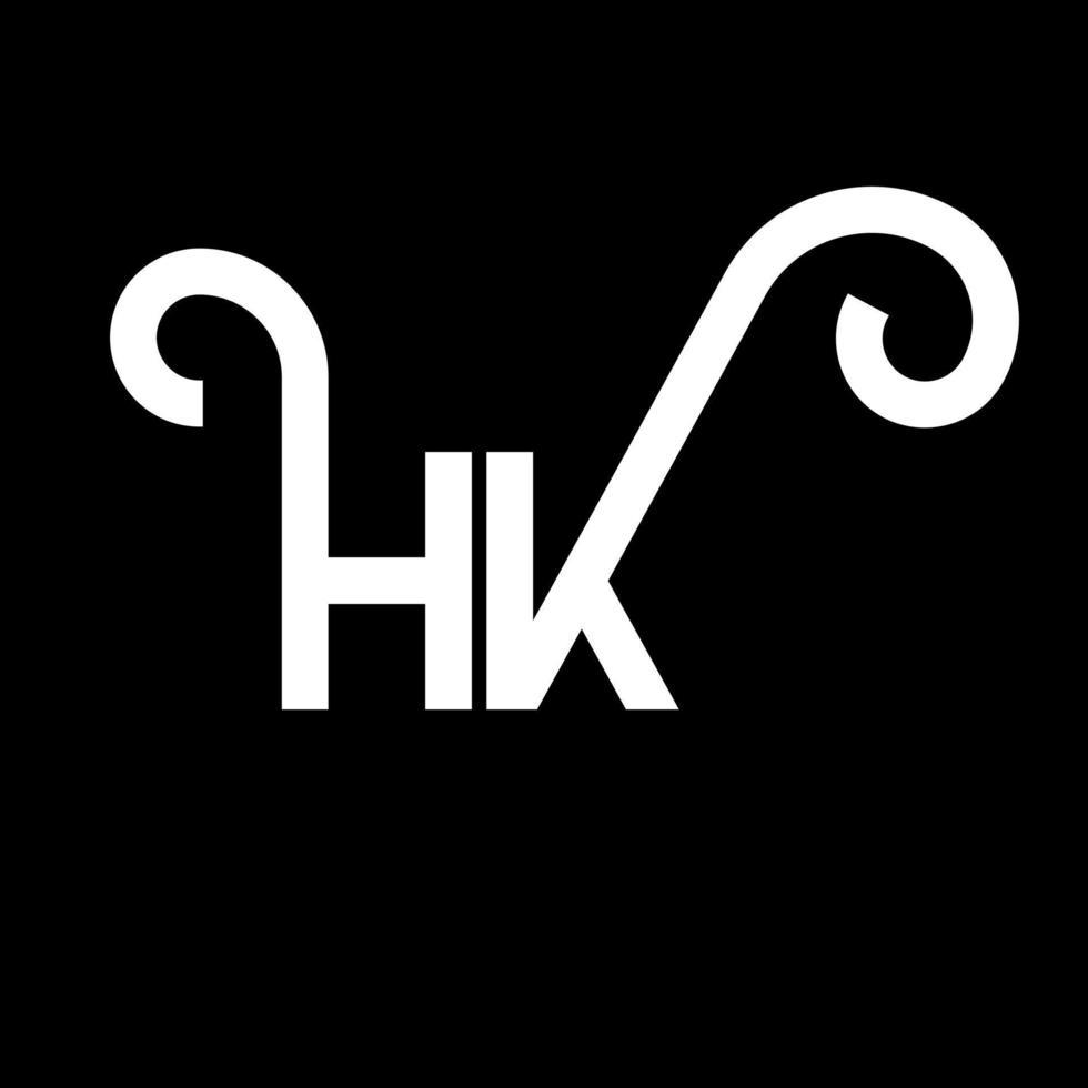 hk-Buchstaben-Logo-Design auf schwarzem Hintergrund. hk kreative Initialen schreiben Logo-Konzept. hh Briefgestaltung. hk weißes Buchstabendesign auf schwarzem Hintergrund. HK, HK-Logo vektor