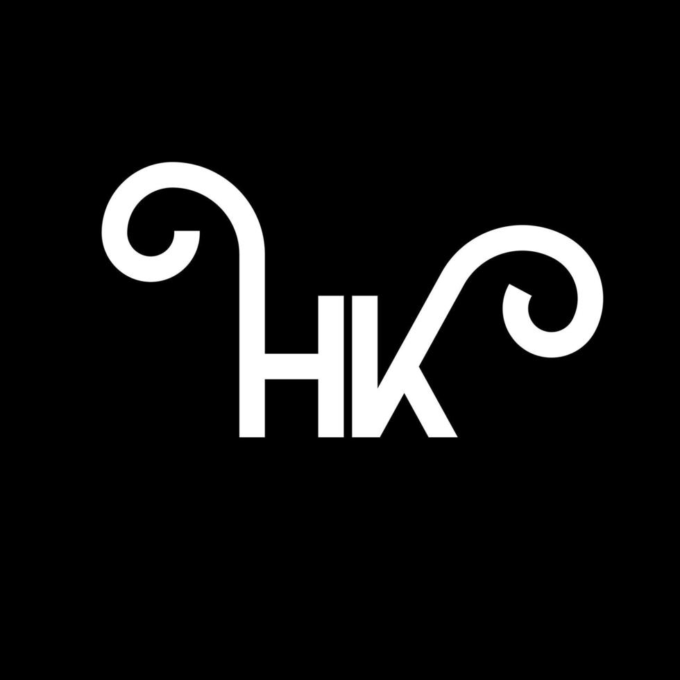 hk brev logotyp design på svart bakgrund. hk kreativa initialer bokstavslogotyp koncept. hh bokstavsdesign. hk vit bokstavsdesign på svart bakgrund. hk, hk logotyp vektor