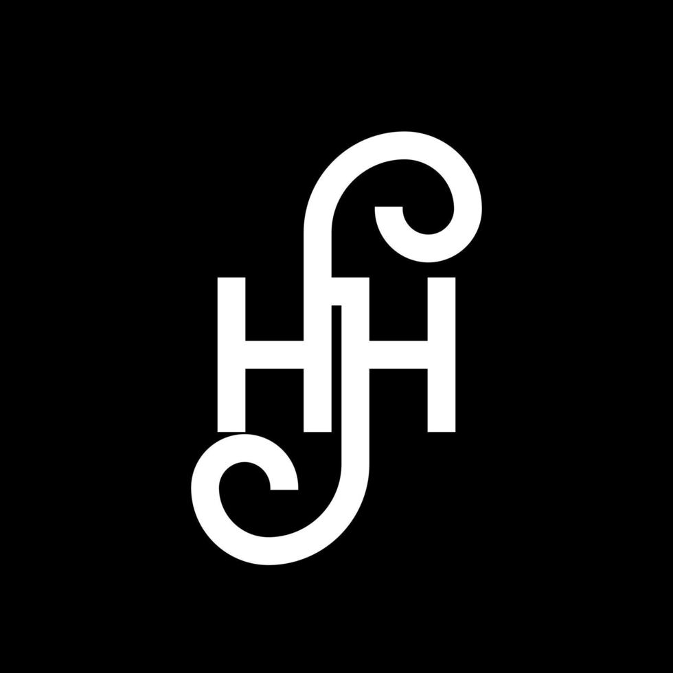 hh bokstavslogotypdesign på svart bakgrund. hh kreativa initialer bokstavslogotyp koncept. hh bokstavsdesign. hh vit bokstavsdesign på svart bakgrund. hh, hh logotyp vektor